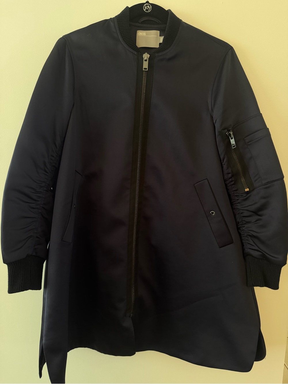 ASOS Long Navy Bomber Jacket